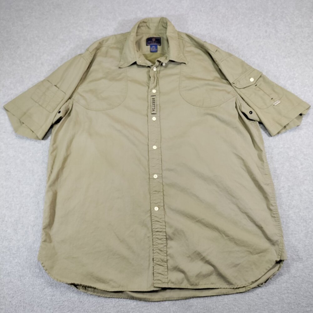 Beretta Shooting Shirt Mens 2XL Beige Universal Vented Outdoor Hunting *FLAWS